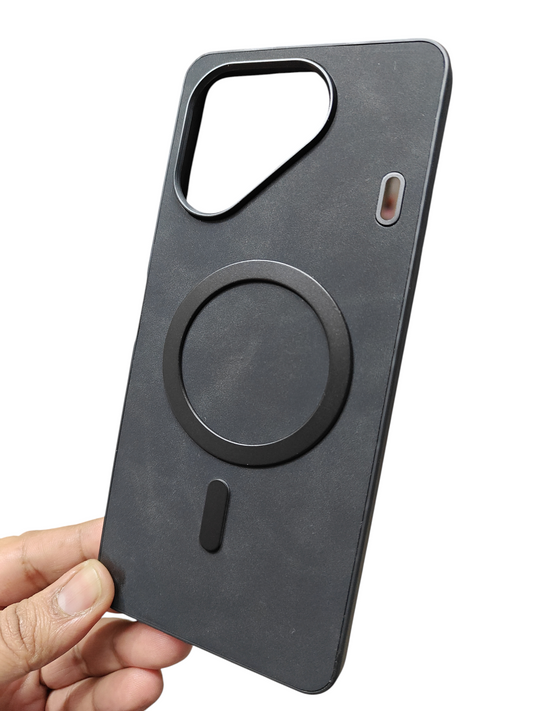 Tecno Pova 7 5G Magsafe Premium Quality Leather ( Side Soft, Back Hard ) Back Cover Case - Royal Star