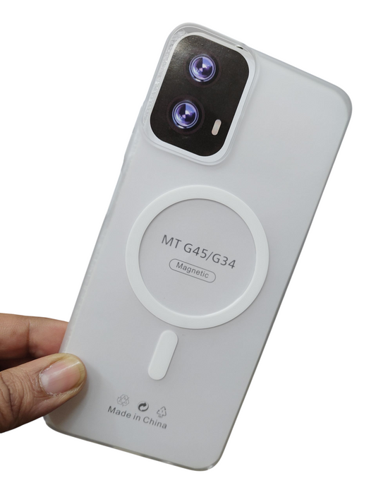 Motorola Moto G45 / Moto G34 Premium Quality Magsafe Matte Hard Plastic Back Cover Case