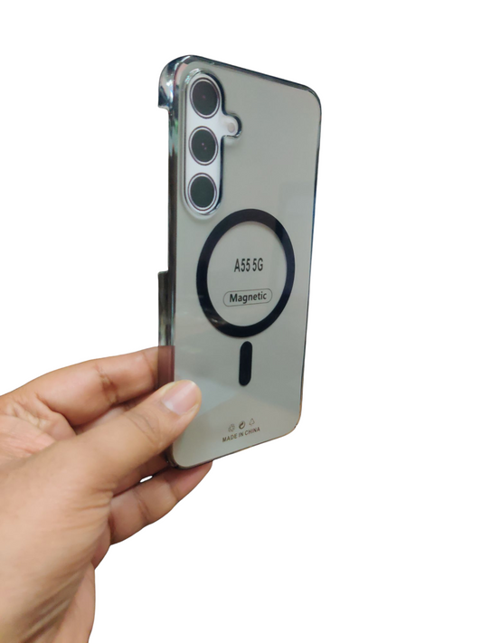 Samsung Galaxy A55 5G Premium Quality Magsafe Crystal Clear Hard Plastic Back Cover Case