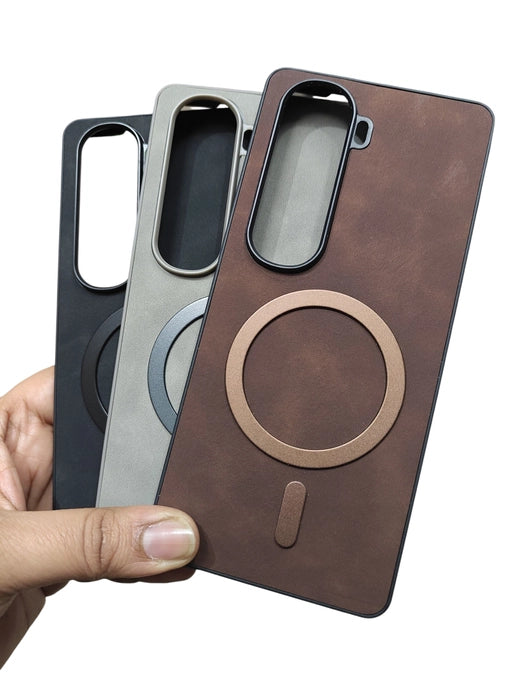 Vivo Y400 Pro 5G Magsafe Premium Quality Leather ( Side Soft, Back Hard ) Back Cover Case