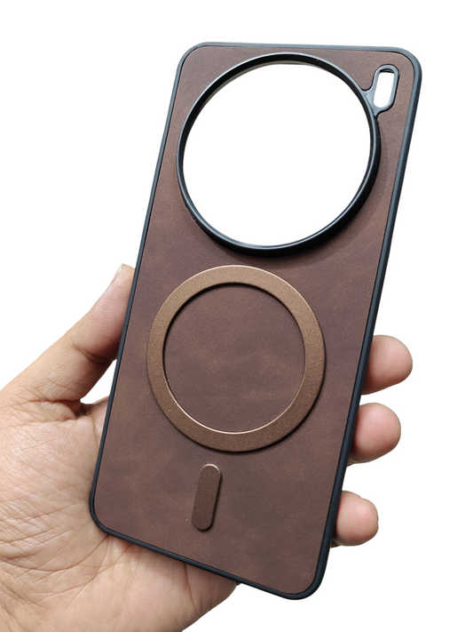 Vivo X200 5G Magsafe Premium Quality Leather ( Side Soft, Back Hard ) Back Cover Case