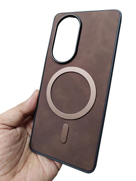 Oppo Reno 10 / Oppo Reno 10 Pro 5G Magsafe Premium Quality Leather ( Side Soft, Back Hard ) Back Cover Case