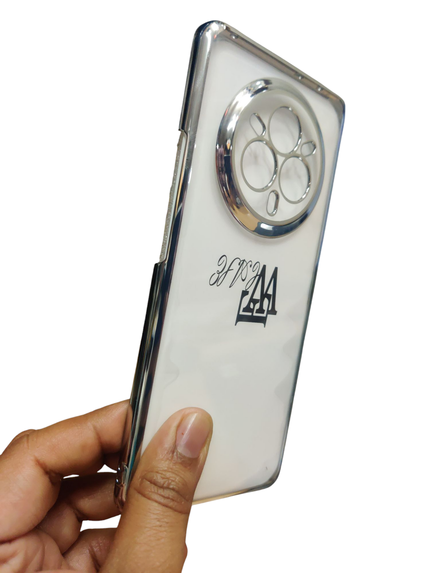 Realme 14 Pro Plus Premium Quality Hard Plastic Transparent Side Chrome Back Cover Case - Royal Star