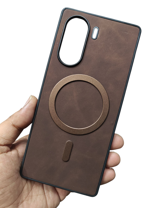 Vivo V29E 5G Magsafe Premium Quality Leather ( Side Soft, Back Hard ) Back Cover Case