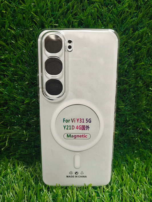 vivo Y31 5G Anti Yellow Premium Quality Magsafe Crystal Clear Hard Plastic Back Cover Case