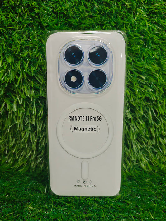 Xiaomi Redmi Note 14 Pro 5G Anti Yellow Premium Quality Magsafe Crystal Clear Hard Plastic Back Cover Case