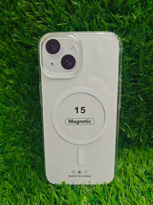 Apple iPhone 15 Anti Yellow Premium Quality Magsafe Crystal Clear Hard Plastic Back Cover Case