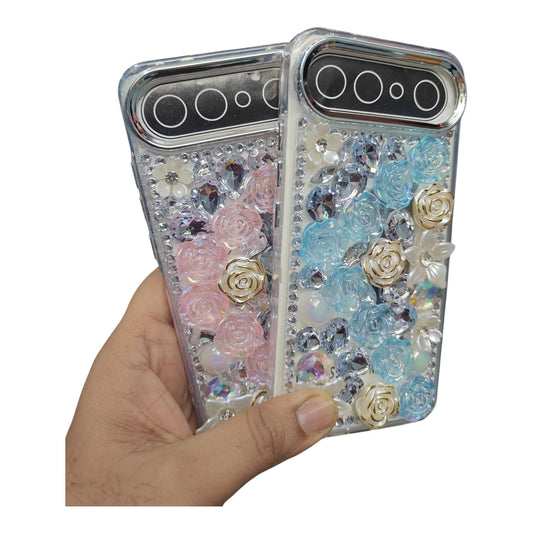 Vivo X300FE 5G / X300 FE 5G Girlish 3D Stone & Flower Back Cover Case