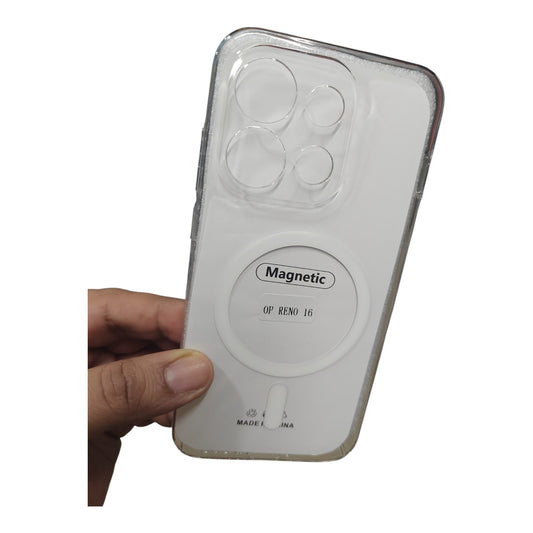 Oppo Reno 16C 5G / Oppo Reno16C 5G Anti Yellow Premium Quality Magsafe Crystal Clear Hard Plastic Back Cover Case