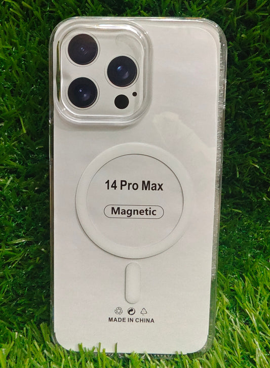 Apple iPhone 14 Pro Max Anti Yellow Premium Quality Magsafe Crystal Clear Hard Plastic Back Cover Case