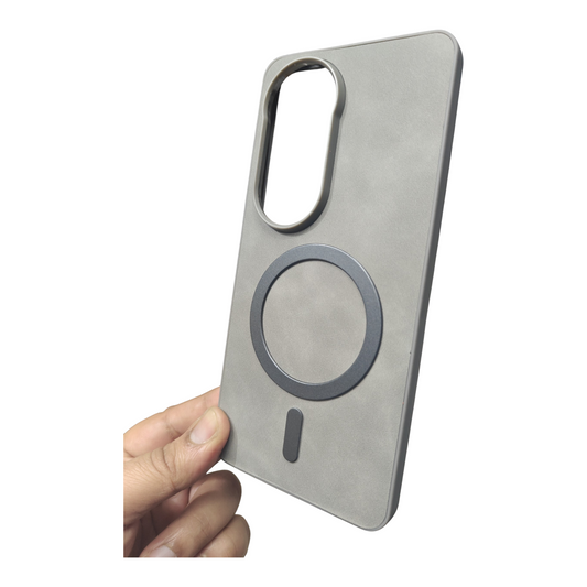 Vivo V50 / Vivo V50E / Vivo T4R / iQOO Z10R (5G) Magsafe Premium Quality Leather ( Side Soft, Back Hard ) Back Cover Case - Royal Star