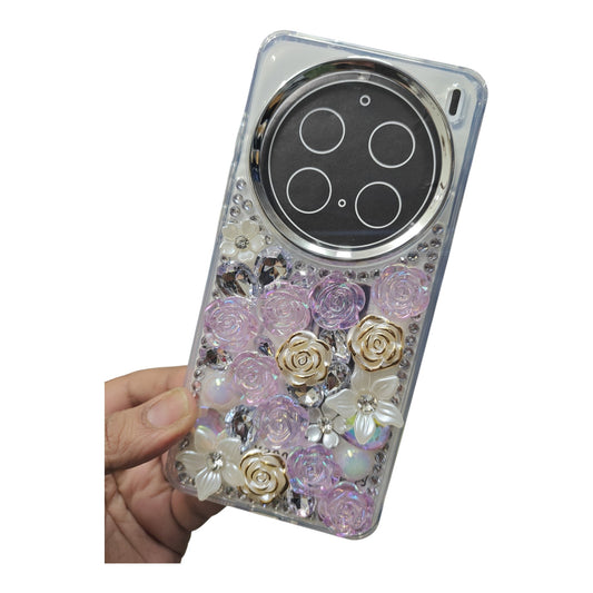 Vivo X200 Pro 5G Girlish 3D Stone & Flower Back Cover Case