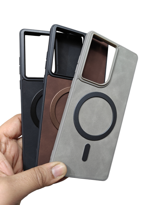 Motorola Moto Edge 50 Fusion / Moto G96 / Moto G85 5G Magsafe Premium Quality Leather ( Side Soft, Back Hard ) Back Cover Case