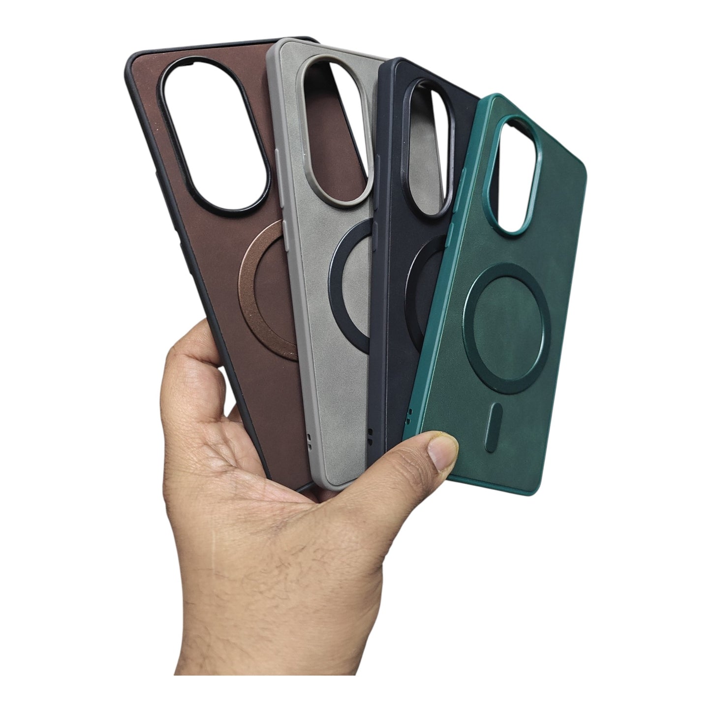 Oppo Reno 10 / Oppo Reno 10 Pro / Oppo Reno10 5G Magsafe Premium Quality Leather ( Side Soft, Back Hard ) Back Cover Case