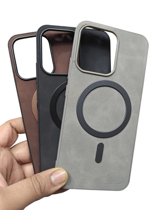 Oppo Reno 14 5G Magsafe Premium Quality Leather ( Side Soft, Back Hard ) Back Cover Case