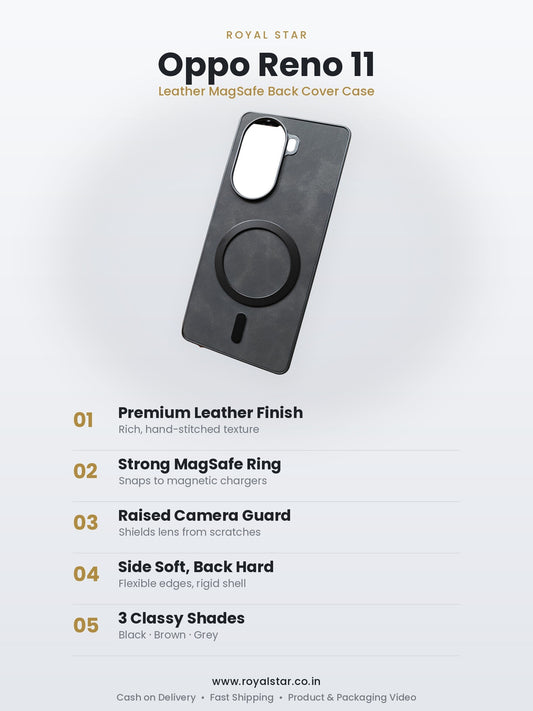 Oppo Reno 11 Leather MagSafe Case features - Royal Star