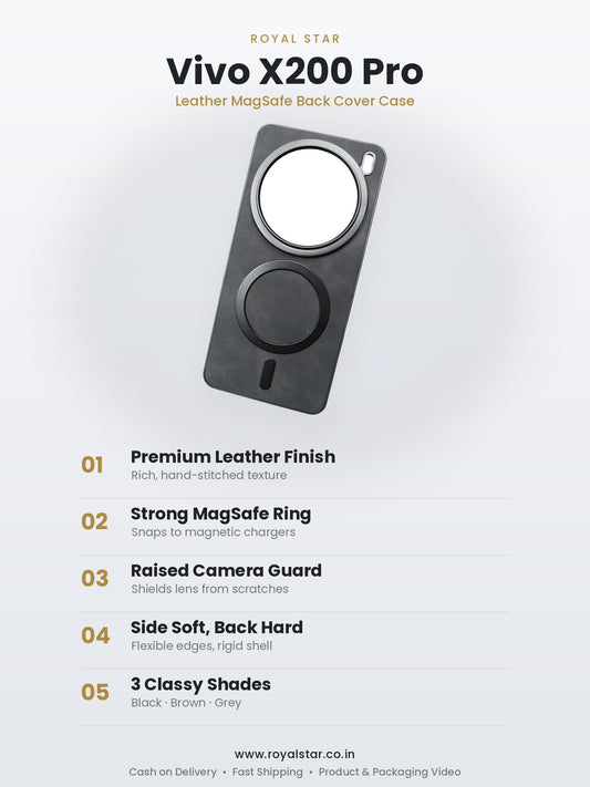 Vivo X200 Pro Leather MagSafe Case features - Royal Star