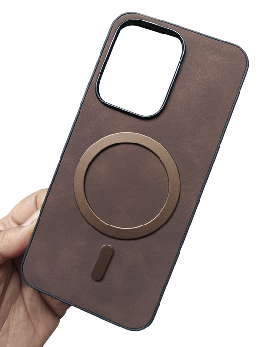 Oppo Reno 13 5G Magsafe Premium Quality Leather ( Side Soft, Back Hard ) Back Cover Case