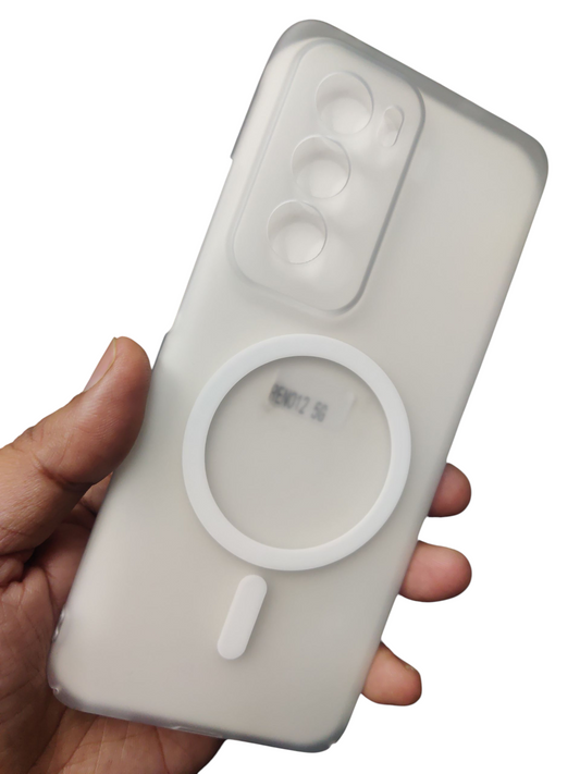 Oppo Reno 12 5G Premium Quality Magsafe Matte Hard Plastic Back Cover Case