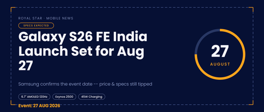 Samsung Galaxy S26 FE India launch banner showing the confirmed August 27 event date