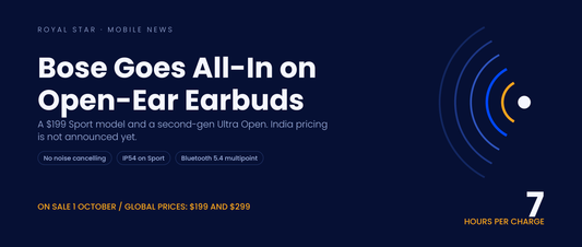 Bose Sport Open Earbuds and Ultra Open 2nd Gen banner with open-ear sound arcs and 7-hour battery figure