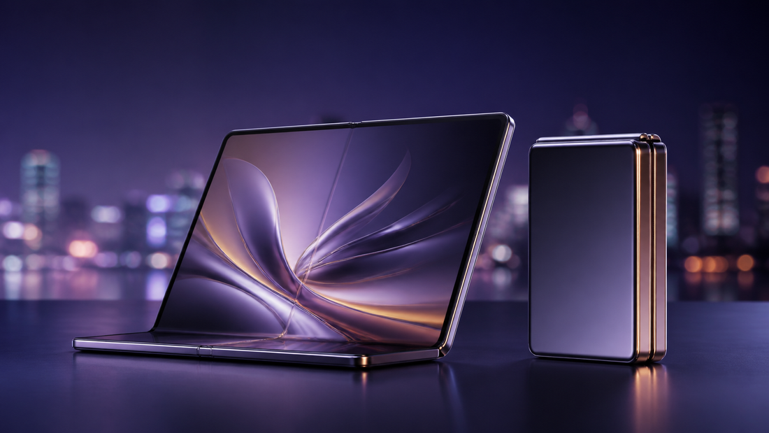 Editorial illustration of generic foldable smartphones for India mobile news