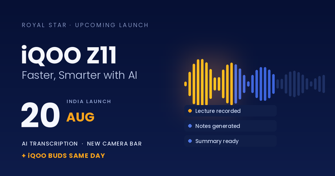 iQOO Z11 India Launch on 20 August — AI Features, Design & iQOO Buds