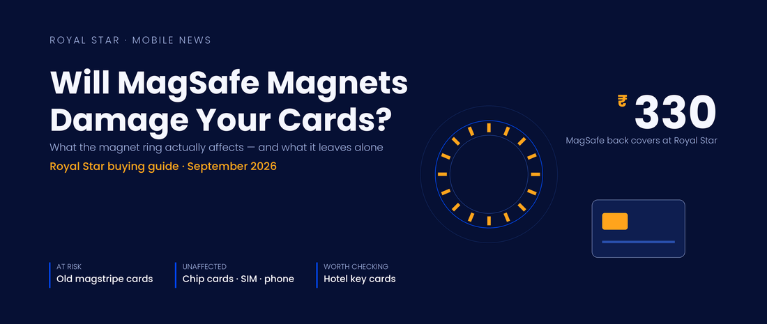MagSafe back cover magnet ring and a payment card, illustrating what phone case magnets can and cannot damage