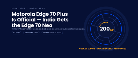 Motorola Edge 70 Plus IFA 2026 banner with a concentric camera lens graphic highlighting the 200MP main sensor