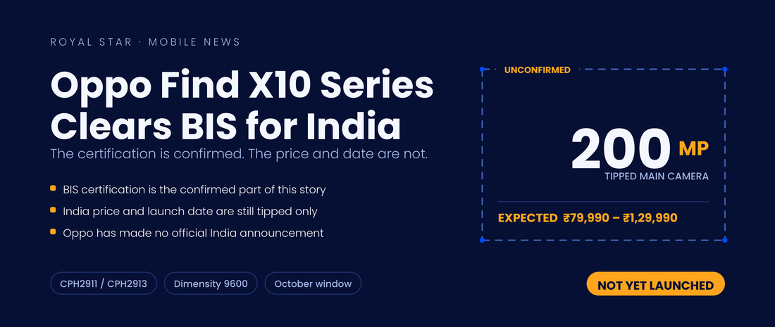 Oppo Find X10 and Find X10 Pro clear BIS certification for India ahead of an expected October 2026 launch