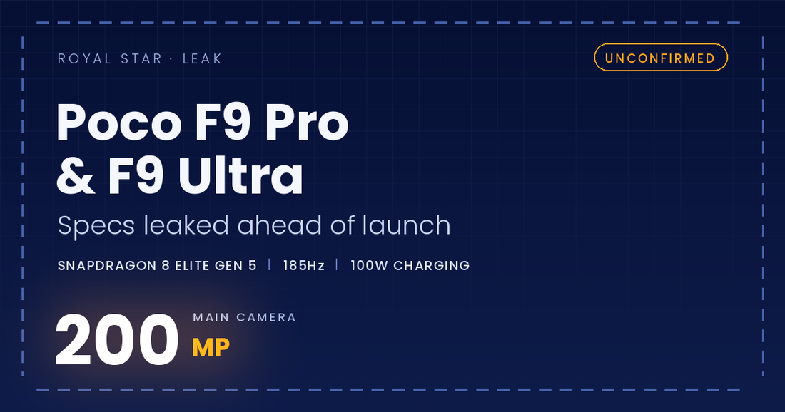 Poco F9 Pro & F9 Ultra Specs Leak — Snapdragon 8 Elite Gen 5, 200MP Camera