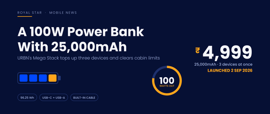 URBN Mega Stack 25,000mAh 100W power bank launched in India at ₹4,999