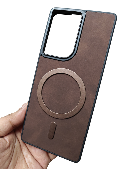 Motorola Moto Edge 50 Fusion / Moto G96 / Moto G85 5G Magsafe Premium Quality Leather ( Side Soft, Back Hard ) Back Cover Case