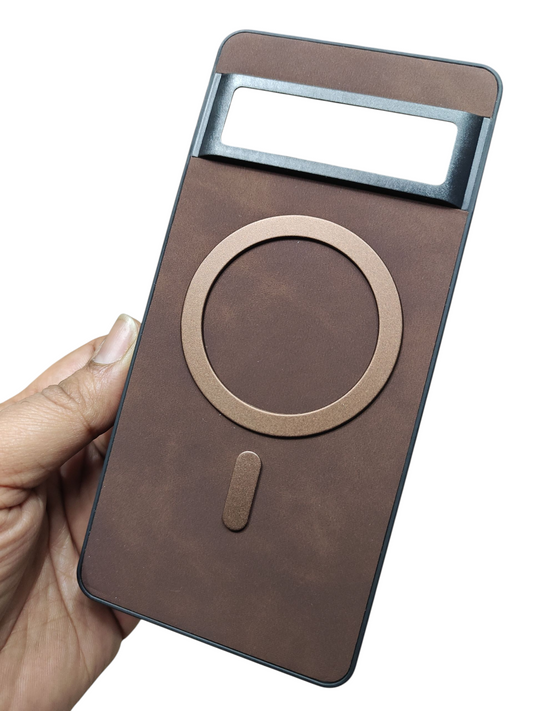 Google Pixel 7 Magsafe Premium Quality Leather ( Side Soft, Back Hard ) Back Cover Case