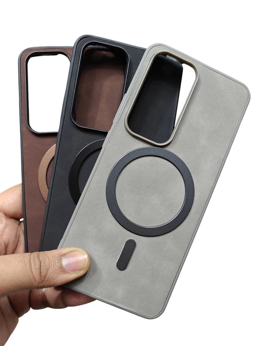 Oppo Reno 12 5G Magsafe Premium Quality Leather ( Side Soft, Back Hard ) Back Cover Case - Royal Star