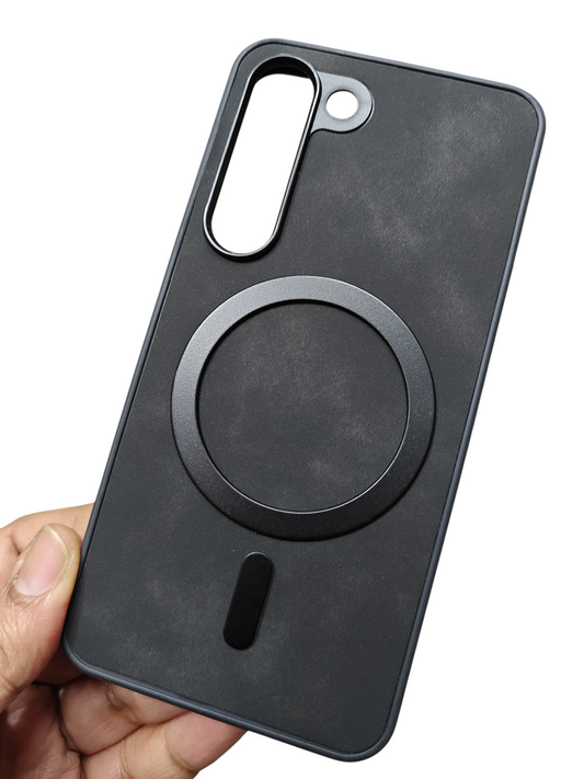 Samsung Galaxy S23 5G Magsafe Premium Quality Leather ( Side Soft, Back Hard ) Back Cover Case