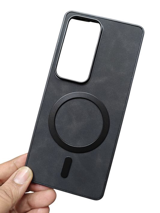 Vivo V30 / V30 Pro 5G Magsafe Premium Quality Leather ( Side Soft, Back Hard ) Back Cover Case