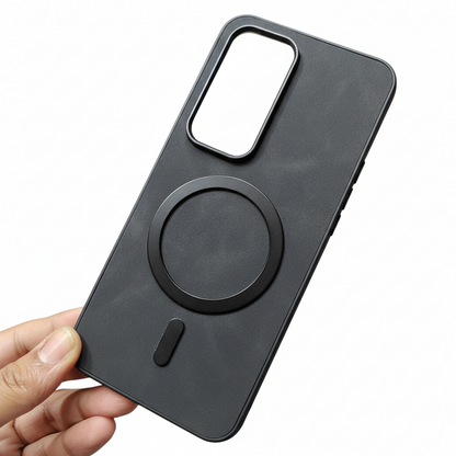 Infinix Hot 60 5G Magsafe Premium Quality Leather ( Side Soft, Back Hard ) Back Cover Case - Royal Star