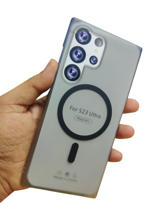 Samsung S23 Ultra 5G Premium Quality Magsafe Matte Hard Plastic Back Cover Case - Royal Star