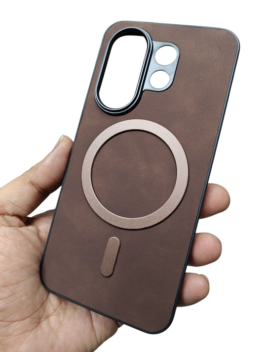 Vivo X200 FE 5G / X200FE 5G Magsafe Premium Quality Leather ( Side Soft, Back Hard ) Back Cover Case