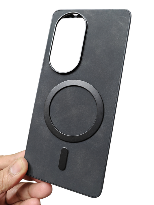 Oppo Reno 10 Pro Plus 5G Magsafe Premium Quality Leather ( Side Soft, Back Hard ) Back Cover Case