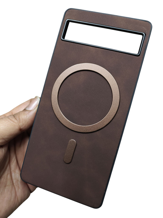 Google Pixel 6A Magsafe Premium Quality Leather ( Side Soft, Back Hard ) Back Cover Case