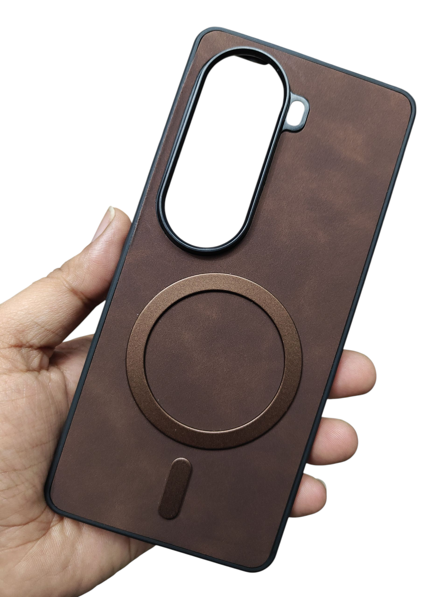 Vivo V40E / iQOO Z9s 5G Magsafe Premium Quality Leather ( Side Soft, Back Hard ) Back Cover Case