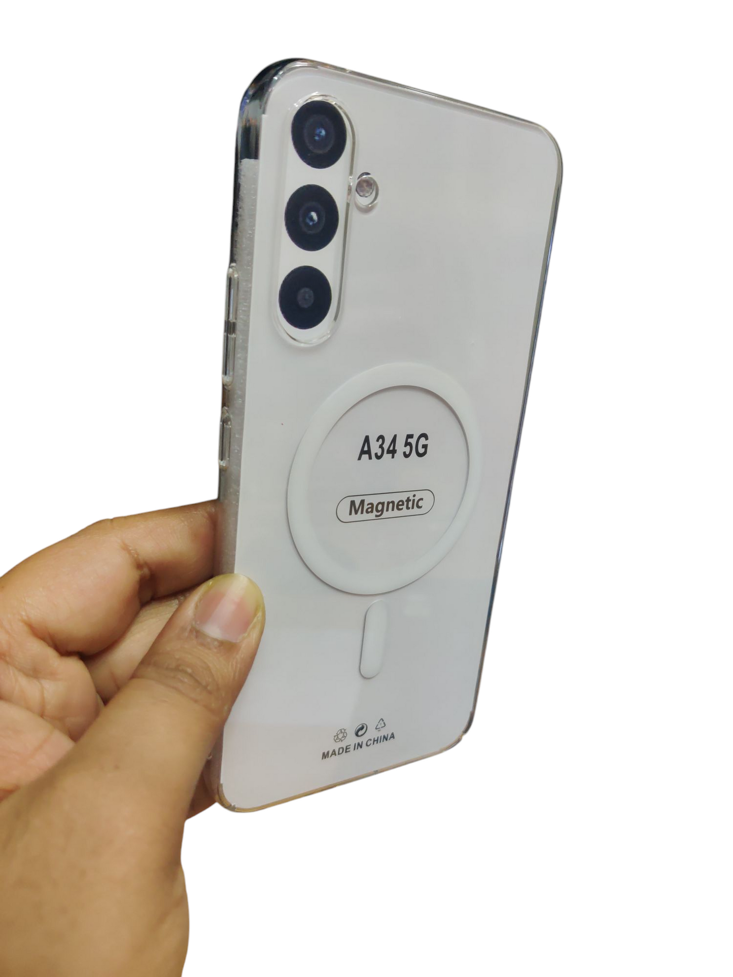 Samsung Galaxy A34 5G Anti Yellow Premium Quality Magsafe Crystal Clear Hard Plastic Back Cover Case