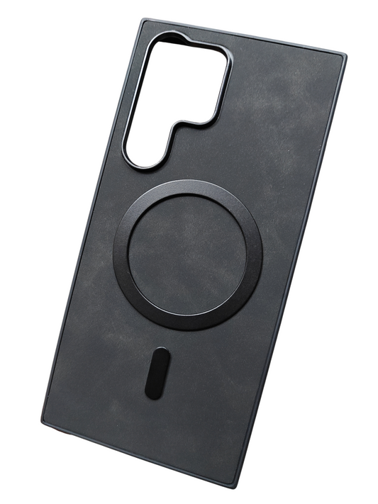 Samsung Galaxy S23 Ultra 5G Magsafe Premium Quality Leather ( Side Soft, Back Hard ) Back Cover Case