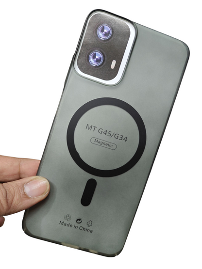 Motorola Moto G45 / Moto G34 Premium Quality Magsafe Matte Hard Plastic Back Cover Case