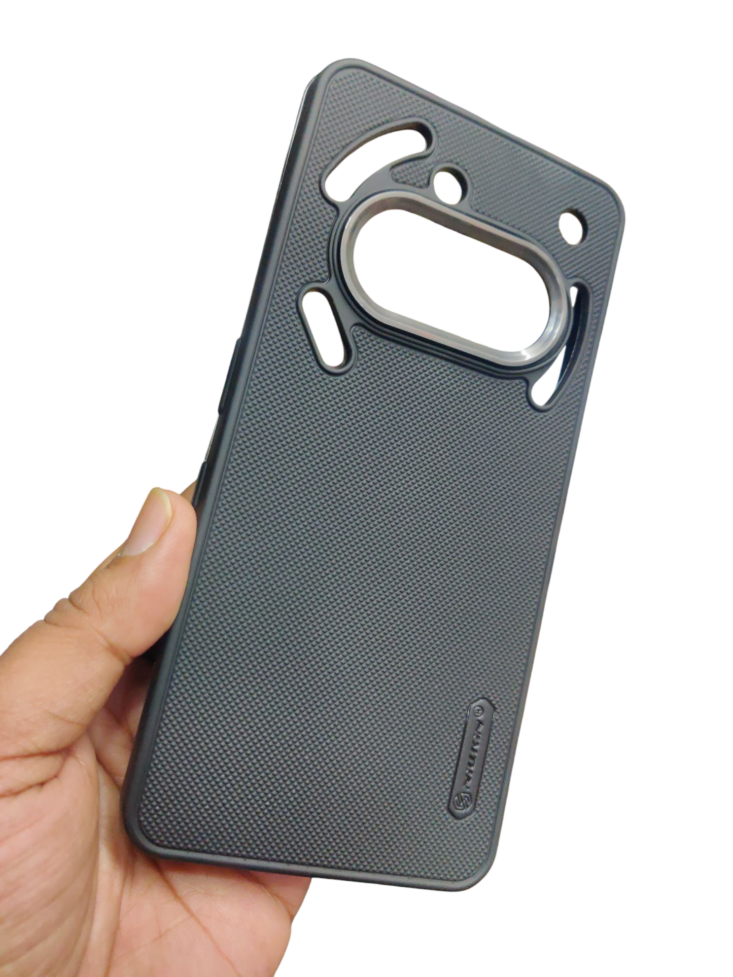 Nothing Phone 3A Premium Quality Silicon Soft Frosted Dotted Back Cover Case ( Black Color )