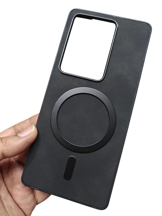 Vivo V27 & Vivo V27 Pro Magsafe Premium Quality Leather ( Side Soft, Back Hard ) Back Cover Case