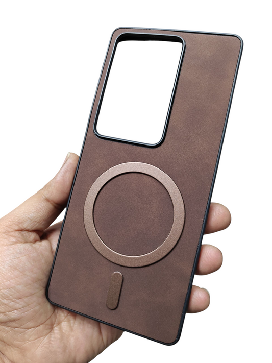 Vivo V29 / Vivo V29 Pro 5G Magsafe Premium Quality Leather ( Side Soft, Back Hard ) Back Cover Case