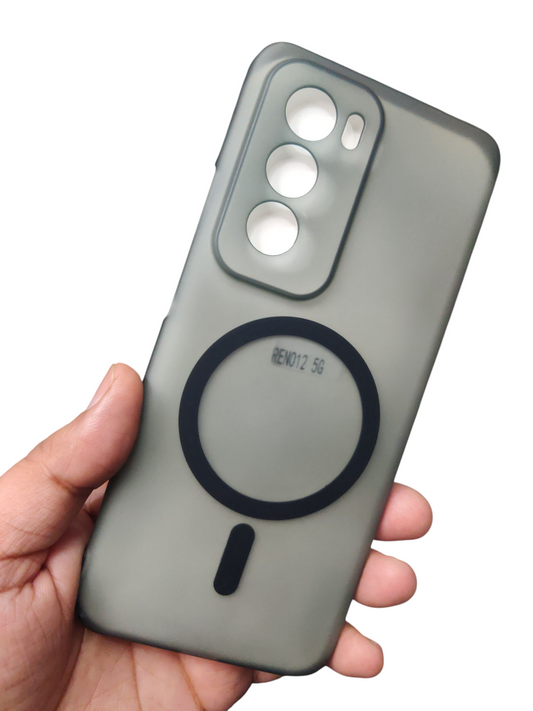 Oppo Reno 12 5G Premium Quality Magsafe Matte Hard Plastic Back Cover Case